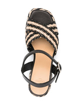 Castaner Interwoven Crossover Strap Block Heel Sandals Black