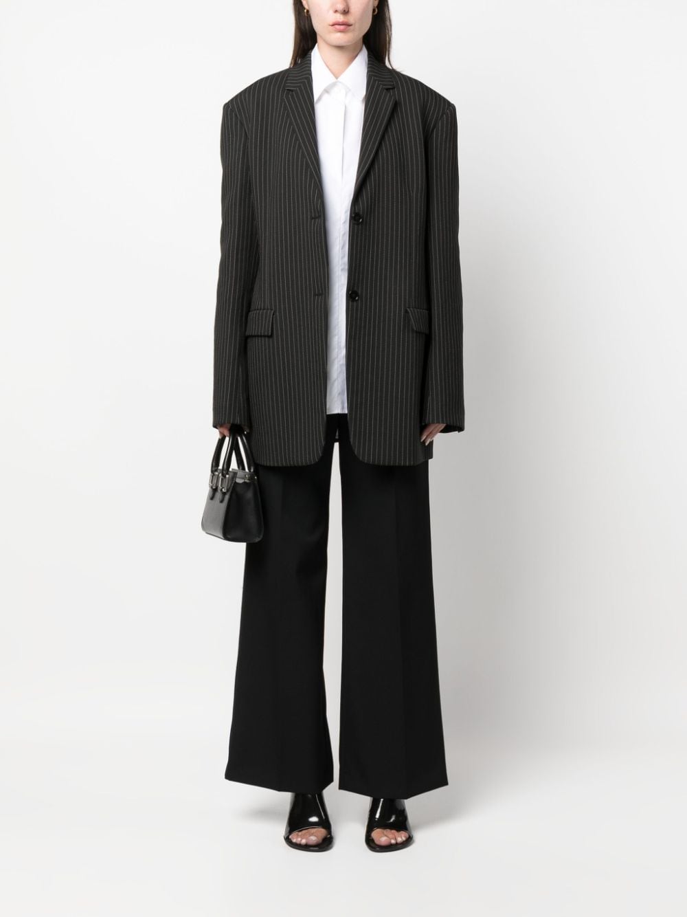 Lanvin Wide-Leg High-Waisted Tailored Trousers Black