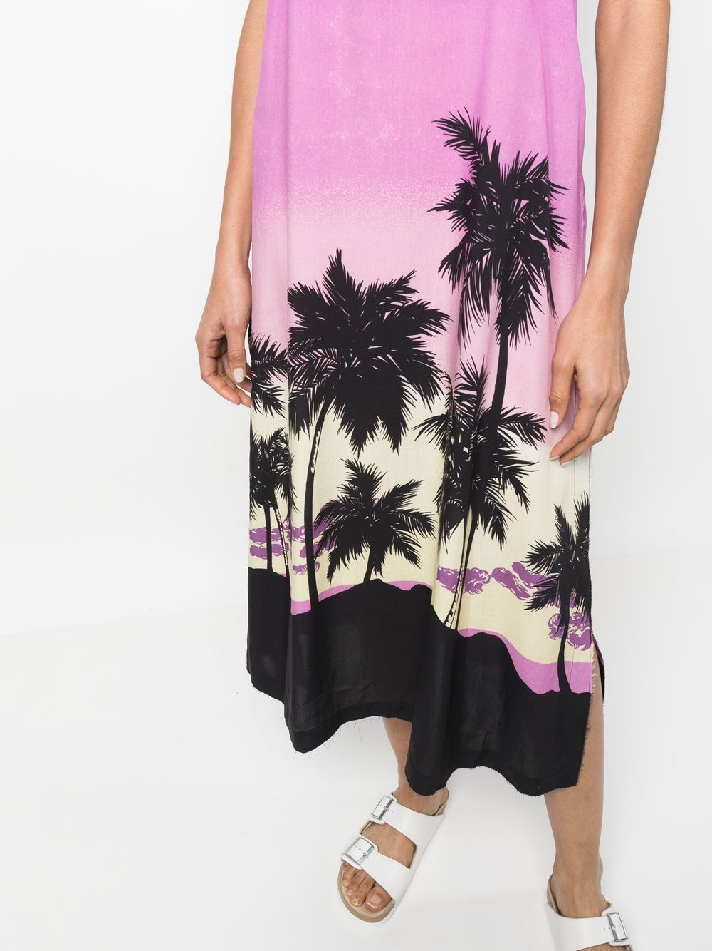 Palm Angels Sunset-Print Midi Dress in Purple