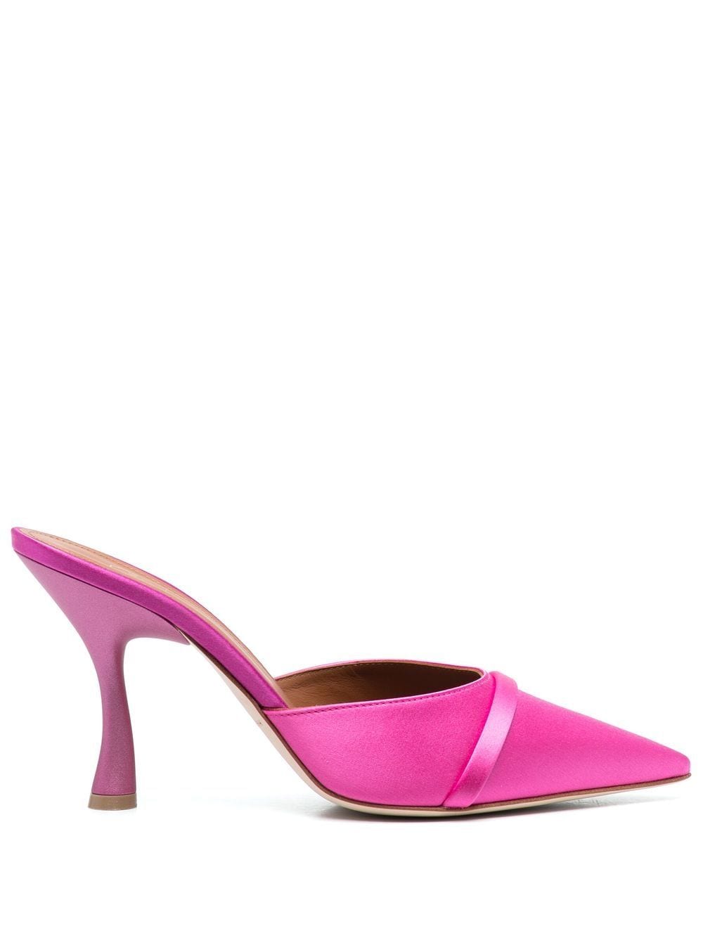 Malone Souliers Joella 95mm Sculpted-Heel Satin Mules Pink pink