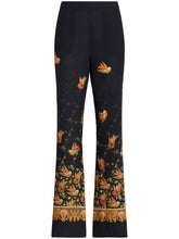 Etro Paisley-Print Straight Silk Trousers Black black