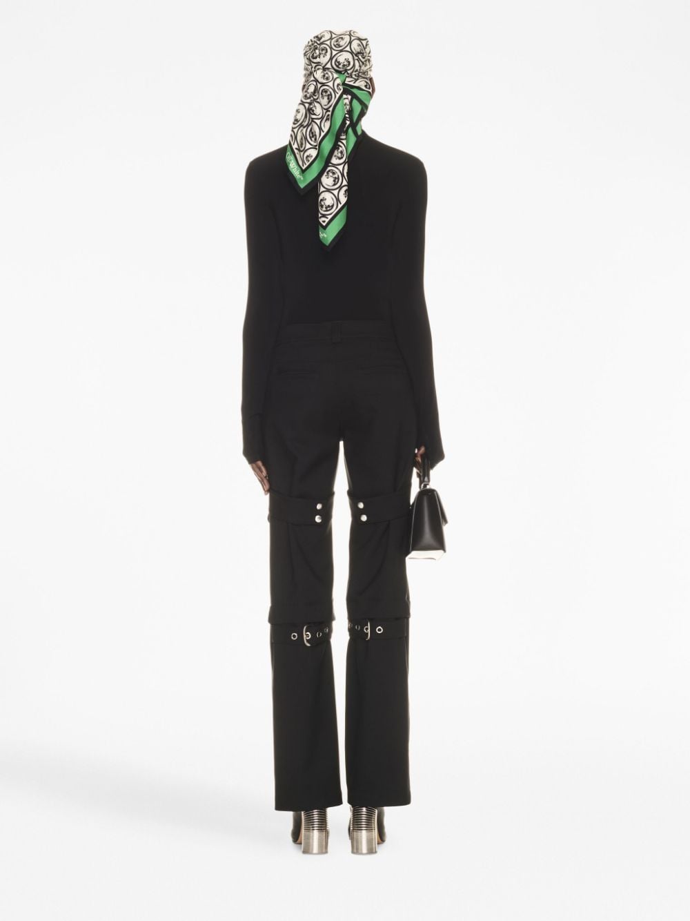Off White Buckle-Detail Flared Cargo Pants Black Black