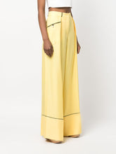 Bally Wide-Leg Silk-Lambskin Contrasting Trim Trousers Yellow