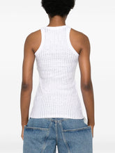The Attico Ribbed Knit Embellished Scoop Neck Top White