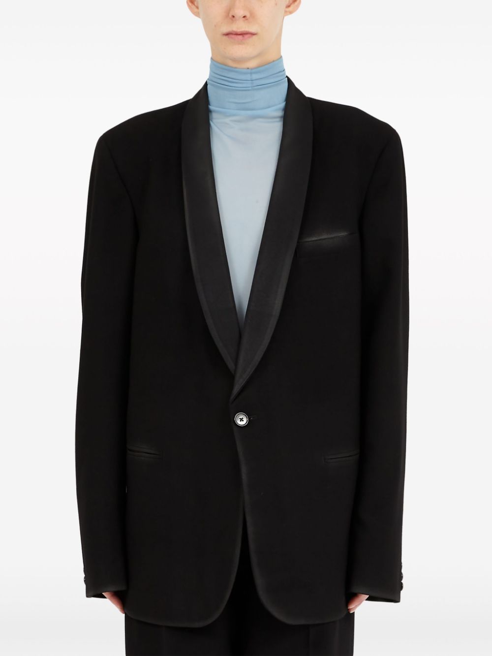 Maison Margiela Signature Wool Shawl Collar Jacket Black