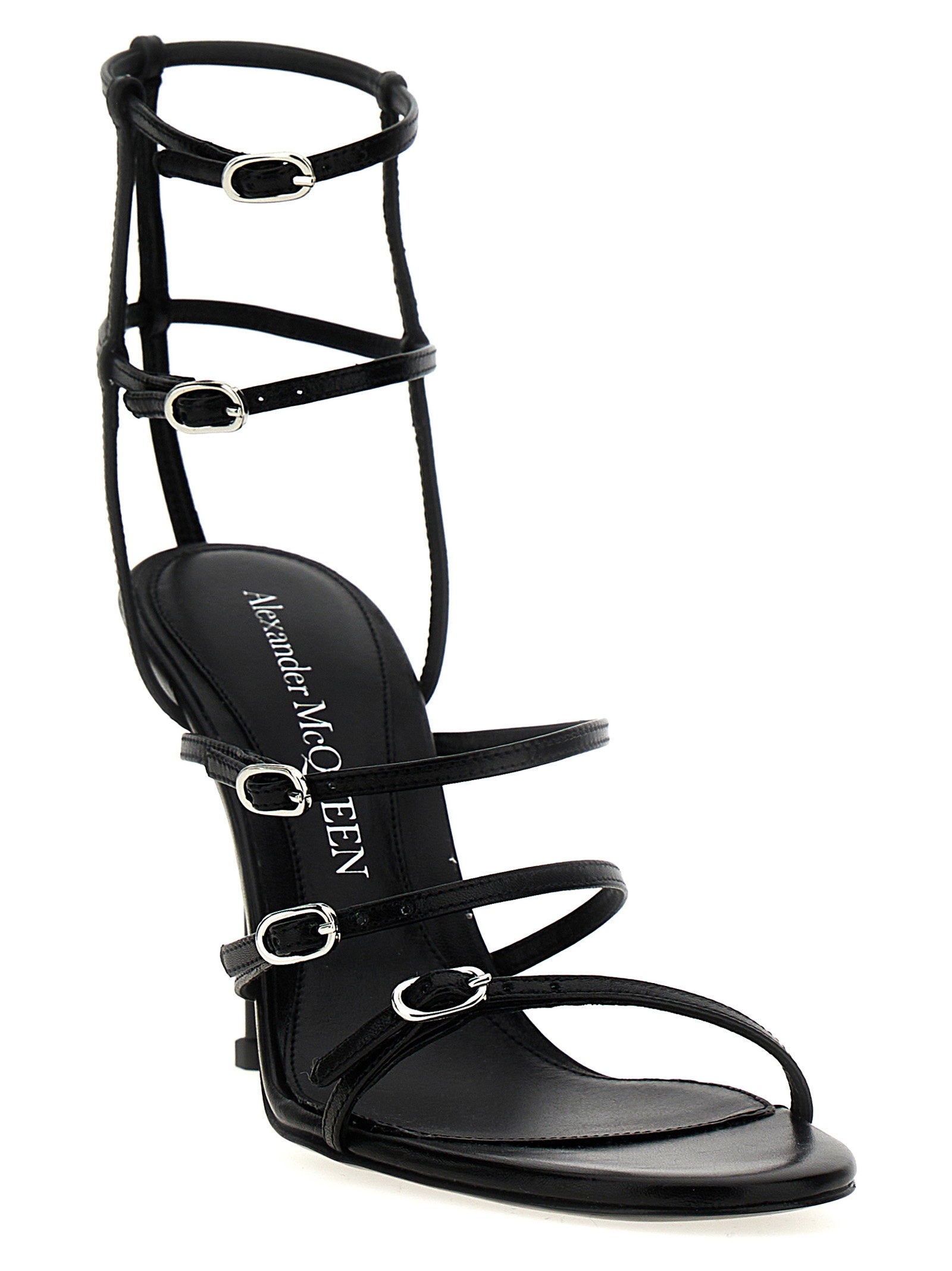 Alexander McQueen Strap Leather Sandals Black