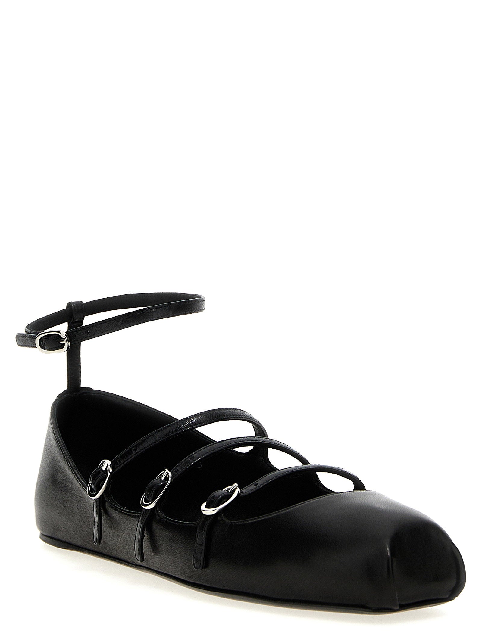 Alexander McQueen Leather Strap Ballet Flats Black