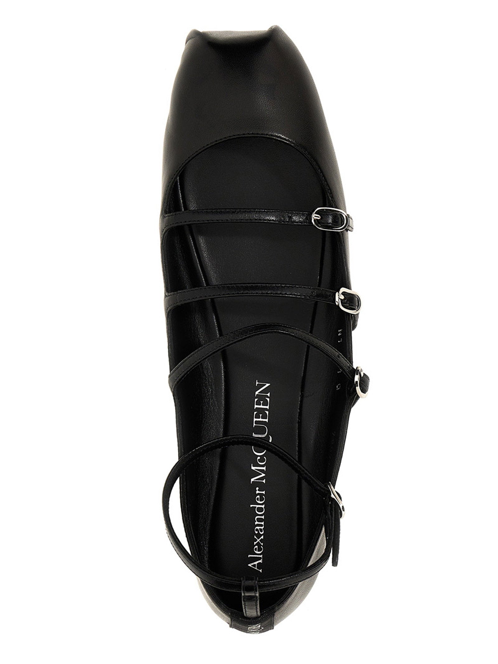 Alexander McQueen Leather Strap Ballet Flats Black