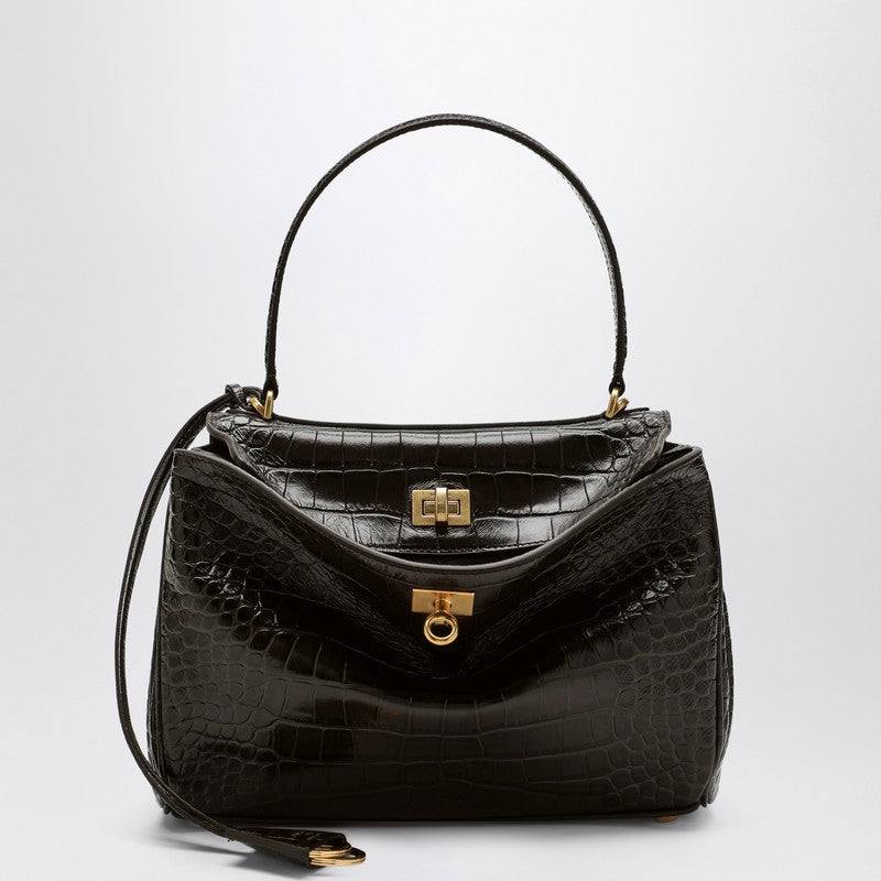 Balenciaga Small Rodeo brown crocodile-effect leather handbag brown