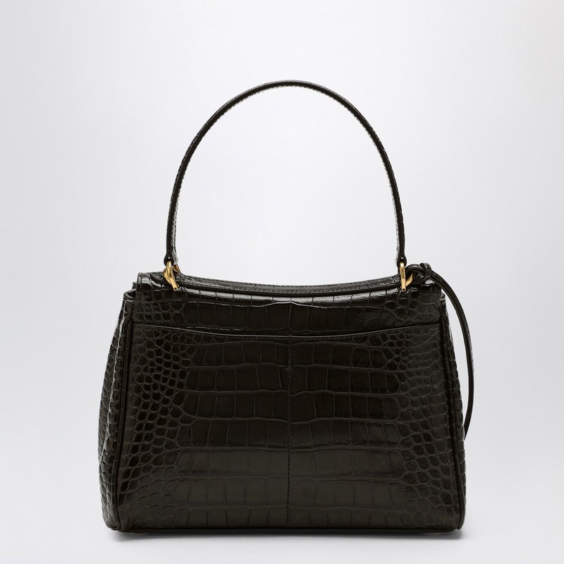 Balenciaga Small Rodeo brown crocodile-effect leather handbag brown