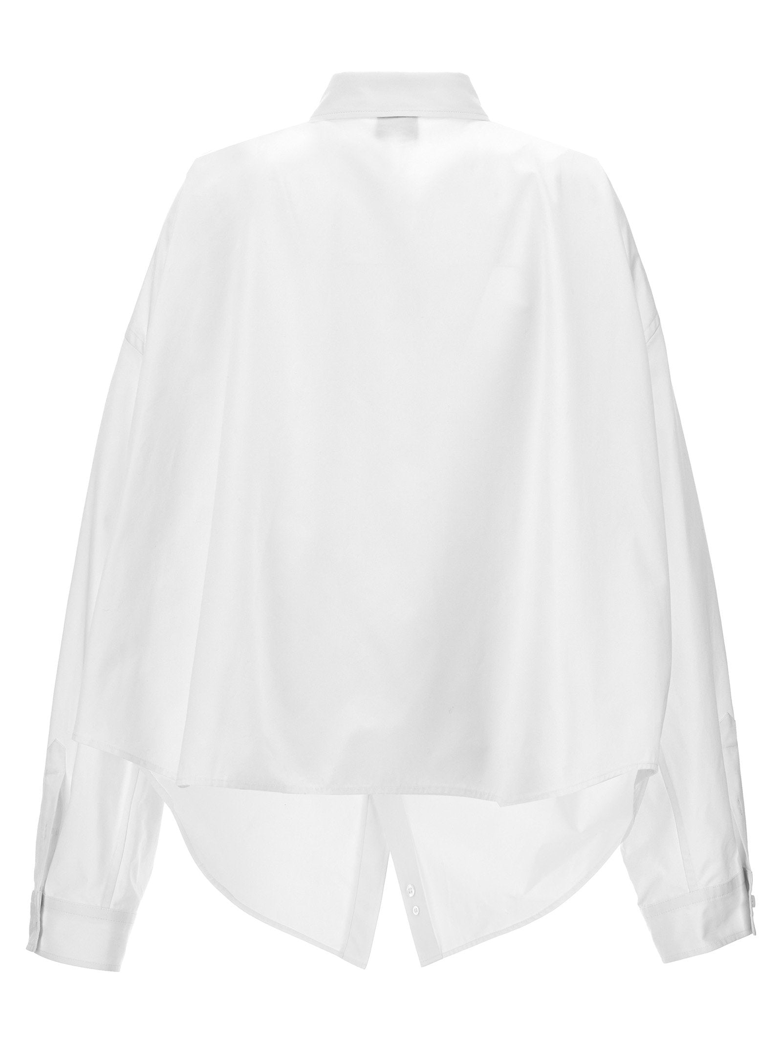 Balenciaga Asymmetric Shirt With Logo Embroidery White