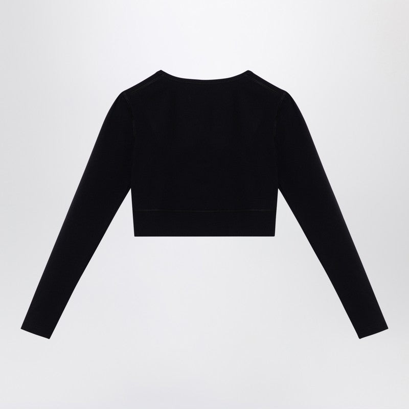 Balenciaga Black Matte Nylon-Blend Crew-Neck Long-Sleeve Top Black