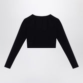 Balenciaga Black Matte Nylon-Blend Crew-Neck Long-Sleeve Top Black
