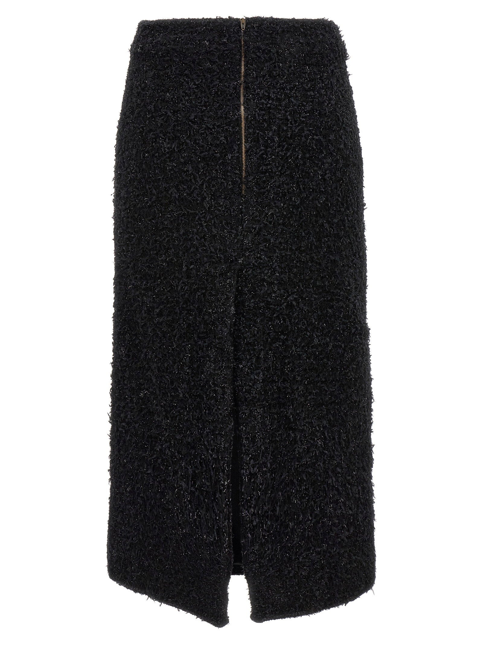 Balenciaga Tweed Midi Skirt Black