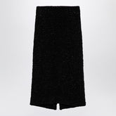 Balenciaga Black Tweed Midi Skirt with Asymmetric Hemline Black