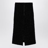 Balenciaga Black Tweed Midi Skirt with Asymmetric Hemline Black