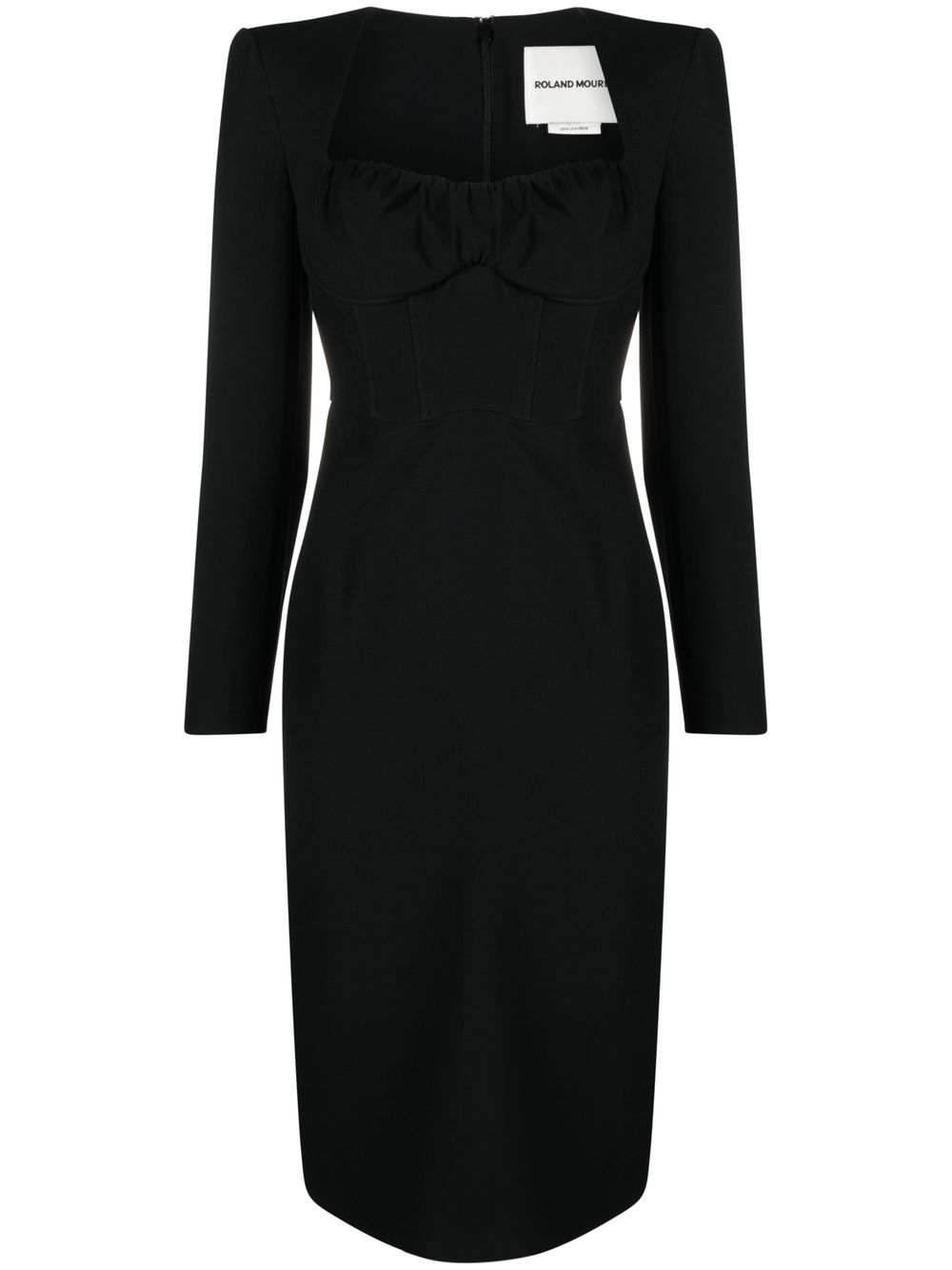Roland Mouret Pre Sweetheart-Neckline Wool Midi Dress Black Black