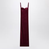 Balenciaga Long Velvet Fitted Dress Burgundy burgundy