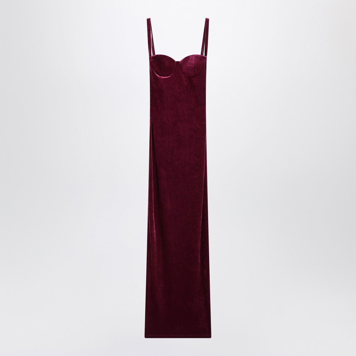 Balenciaga Long Velvet Fitted Dress Burgundy burgundy