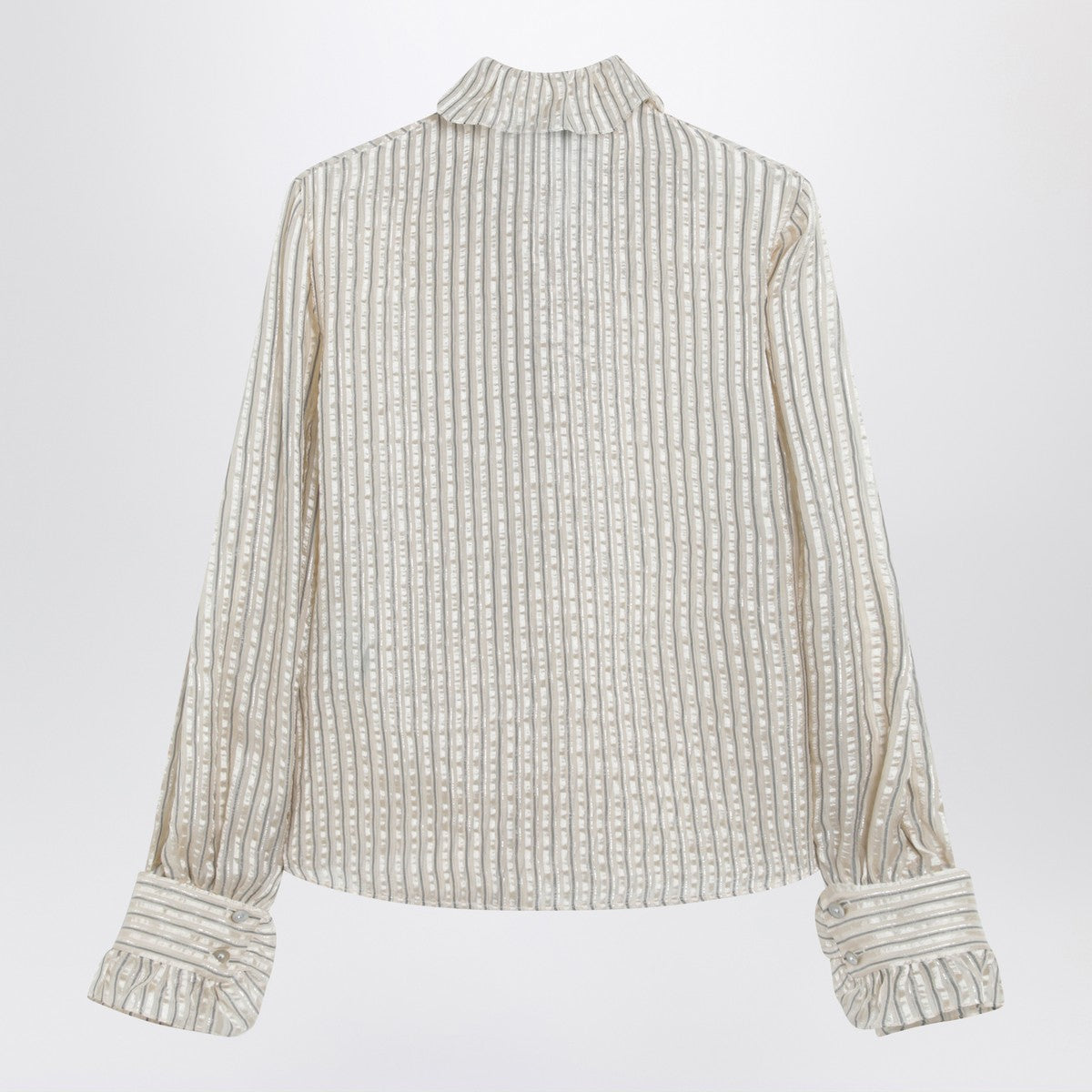 Valentino Light Beige Silk-Blend Shirt with Ruffles Multicolor