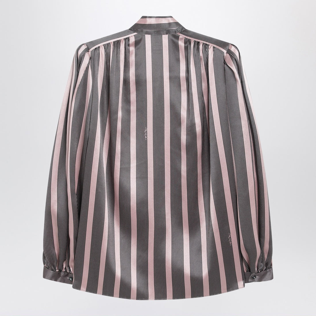 Valentino Striped Crepe de Chine Silk Shirt Pink