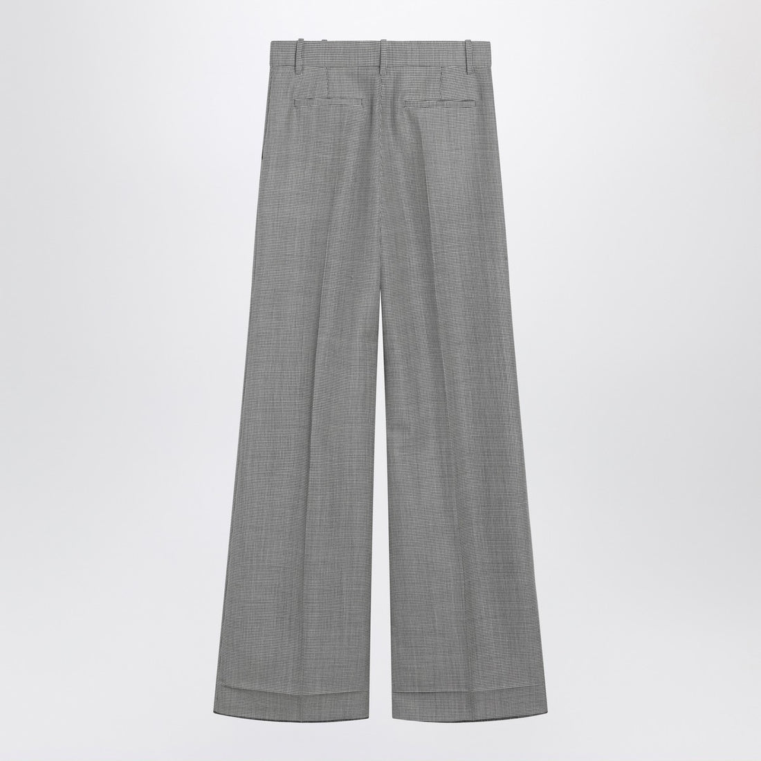 Valentino Vichy-Check Wool-Blend Palazzo Trousers Print