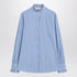 Valentino Light Blue Striped Cotton Poplin Shirt with Ruffle Collar light blue