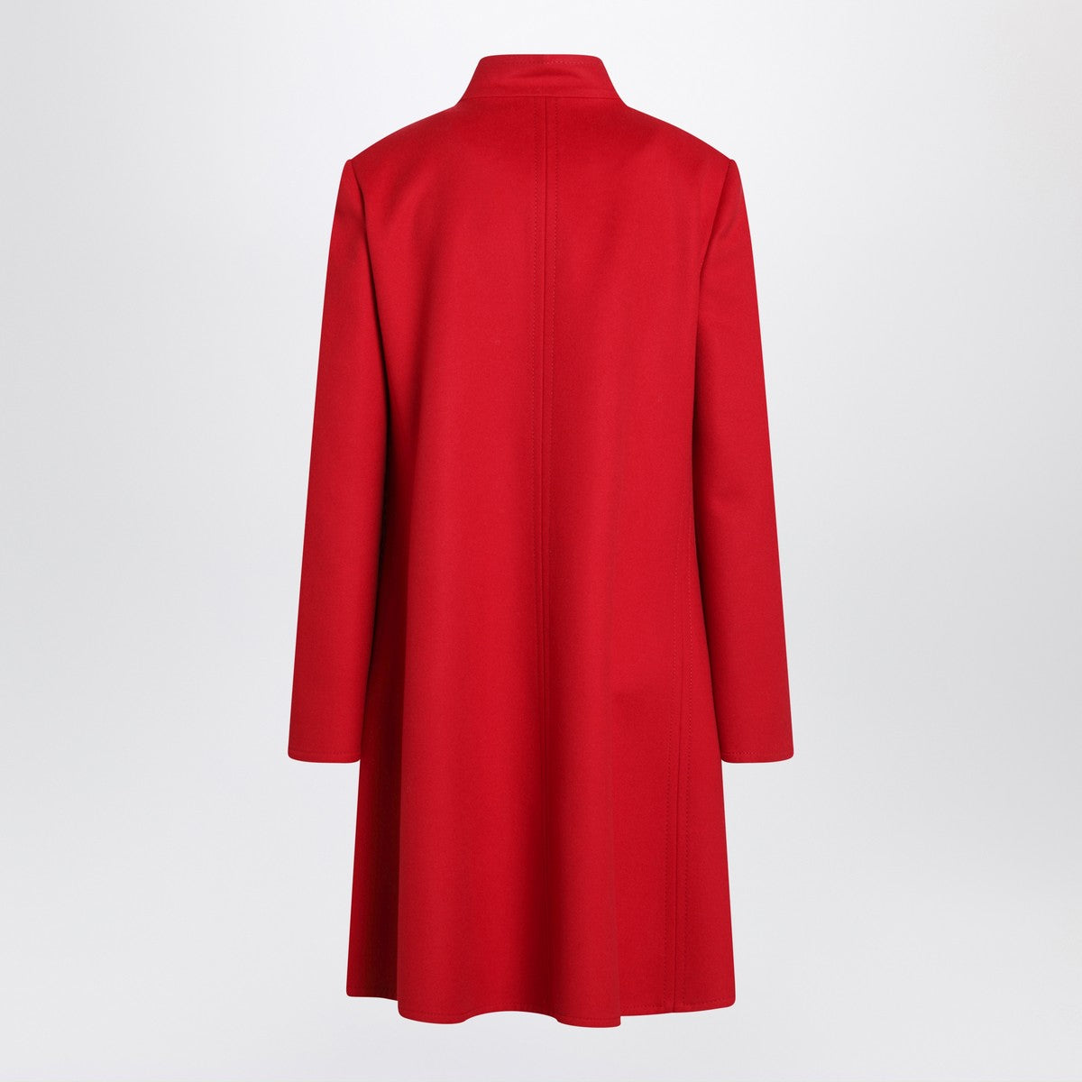 Valentino Red wool and cashmere long coat with V Gold detail Red