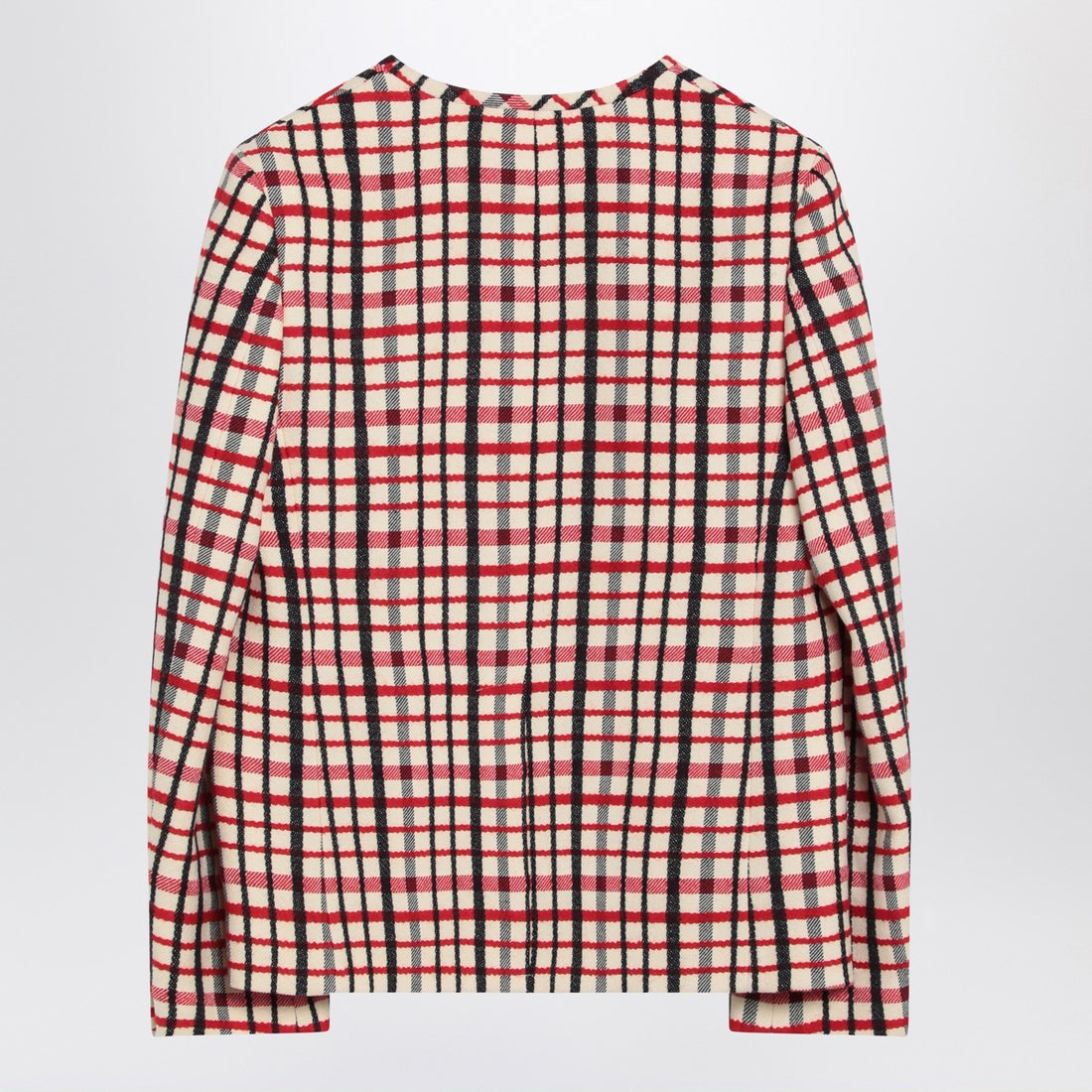Valentino Check-Pattern Wool and Cotton Single-Breasted Jacket Multicolor
