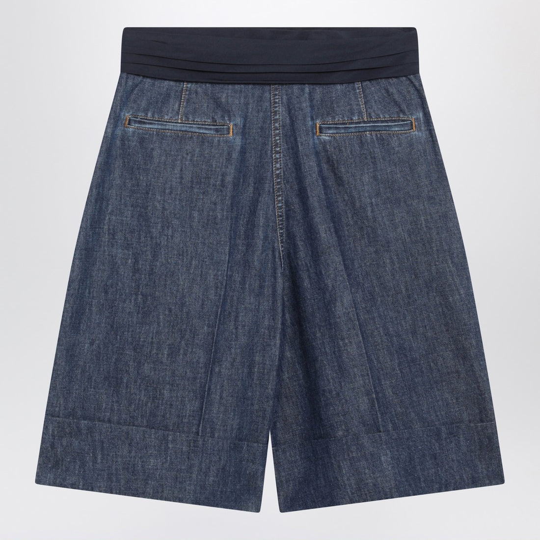 Valentino denim bermuda shorts with oversized bow blue