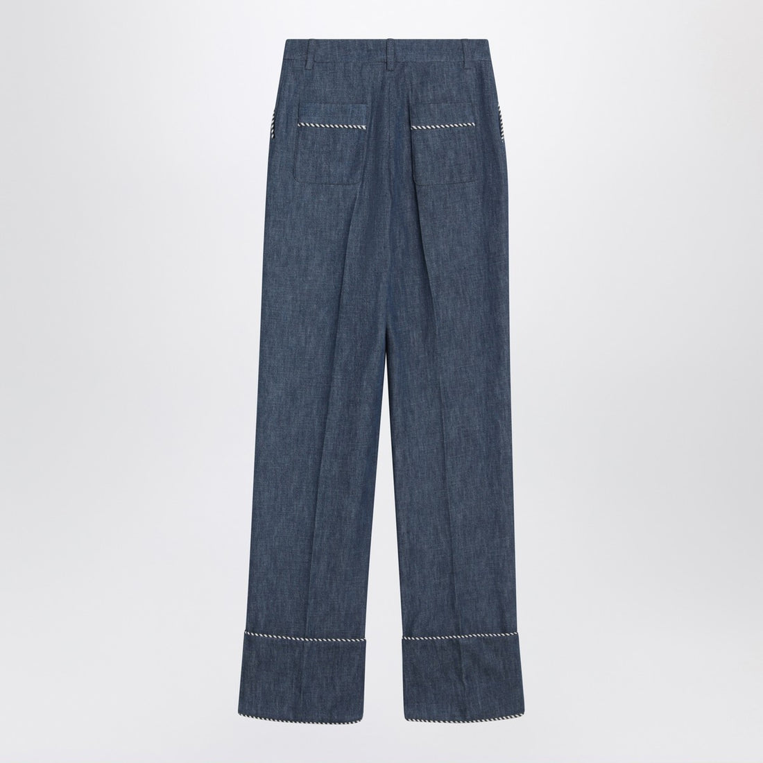 Valentino High-Waisted Chambray Denim Blue Trousers Blue