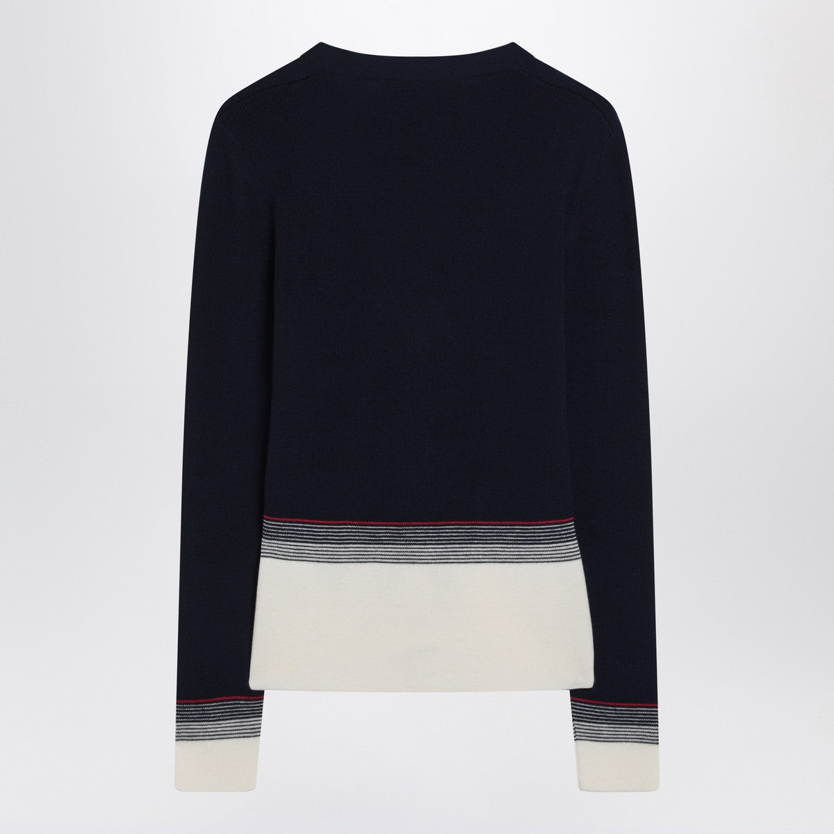 Valentino Embroidered Wool Cardigan with Chez Valentino Detail Navy Blue
