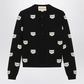Valentino Le Chat De La Maison Intarsia Wool Cardigan Black