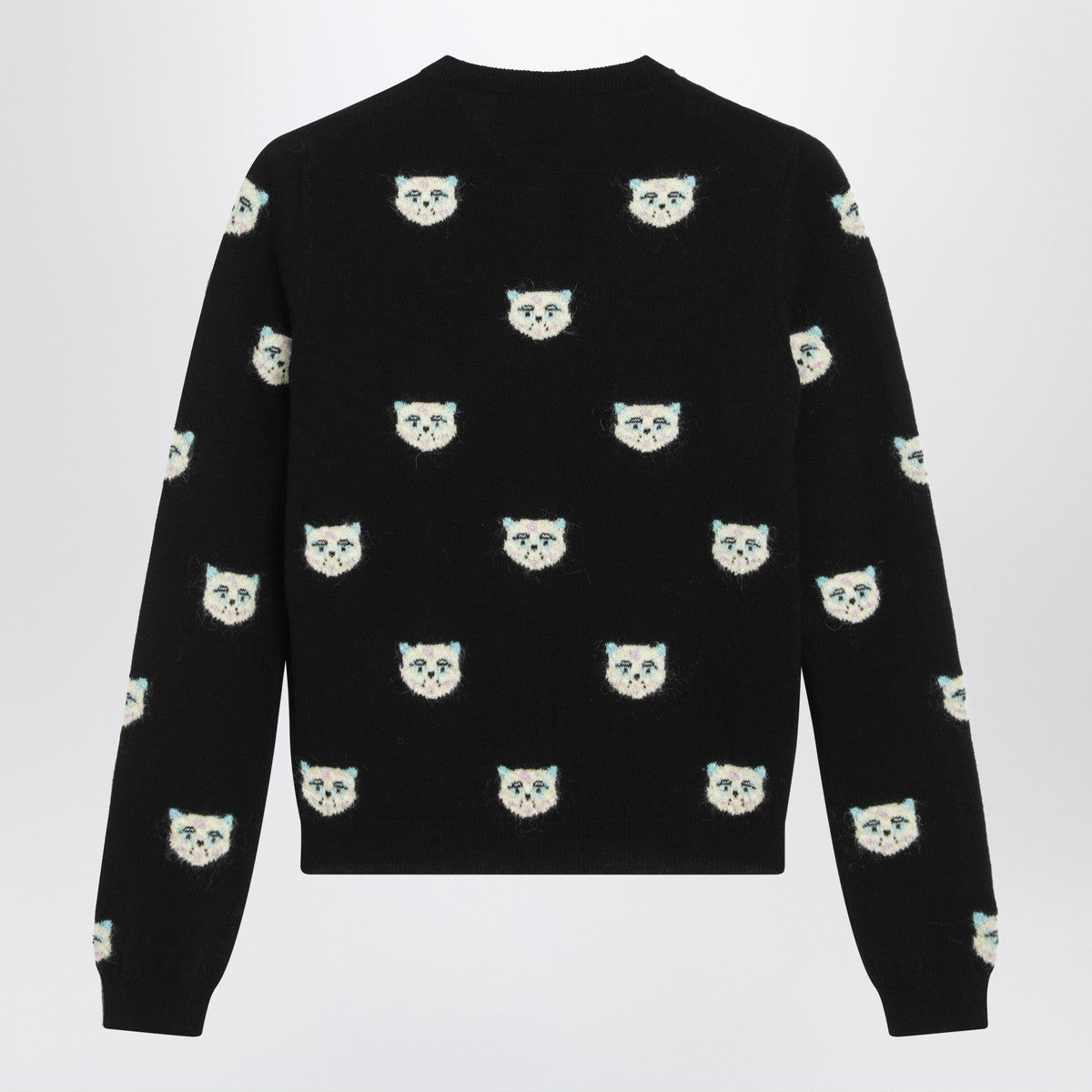 Valentino Le Chat De La Maison Intarsia Wool Cardigan Black