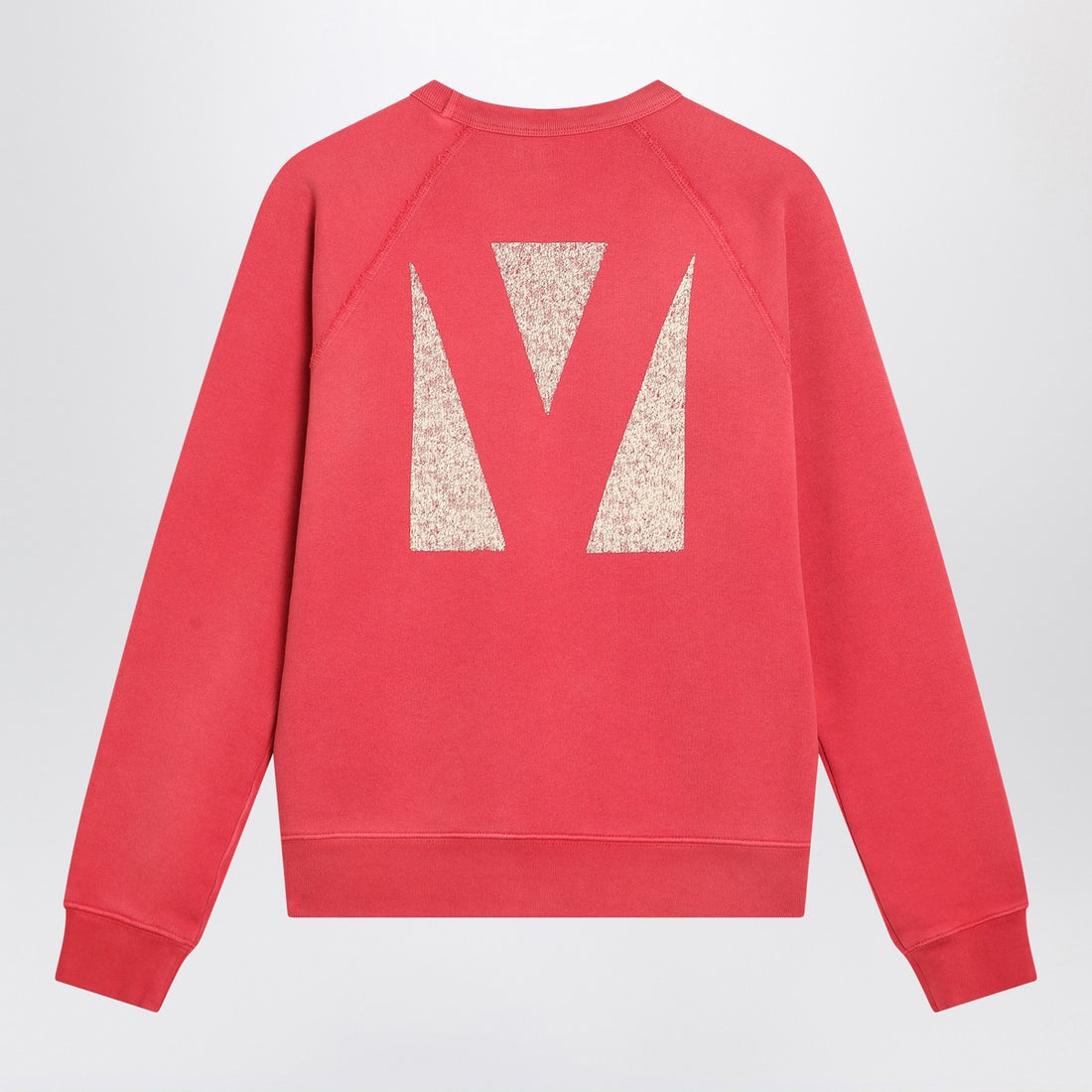 Valentino Light Red Vintage Effect Wool Crew Neck Sweatshirt Red