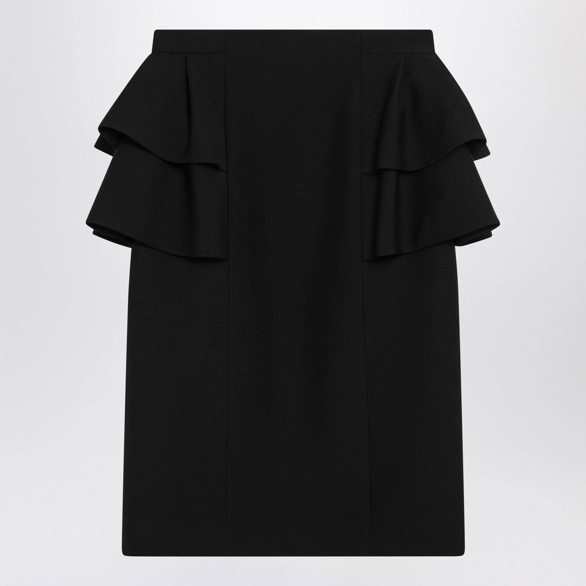 Valentino Midi wool and silk skirt with ruffled hips black Black