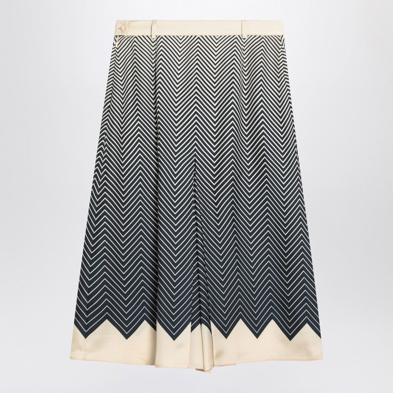 Valentino High-waisted blue and ivory silk skirt with pleats Blue