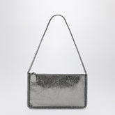 Stella McCartney Falabella Metallic Grey Ruched Clutch Shoulder Bag Metal