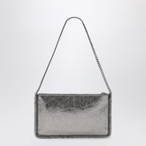 Stella McCartney Falabella Metallic Grey Ruched Clutch Shoulder Bag Metal