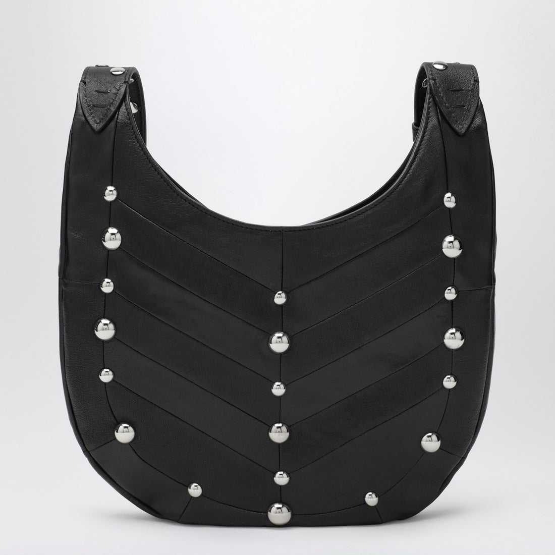 Valentino Garavani Small Black Chevron Hobo Bag with Studs Black