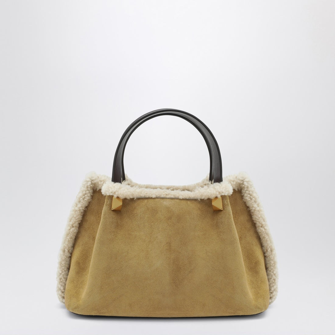 Valentino Garavani VLogo Small Suede Shopper Bag Beige
