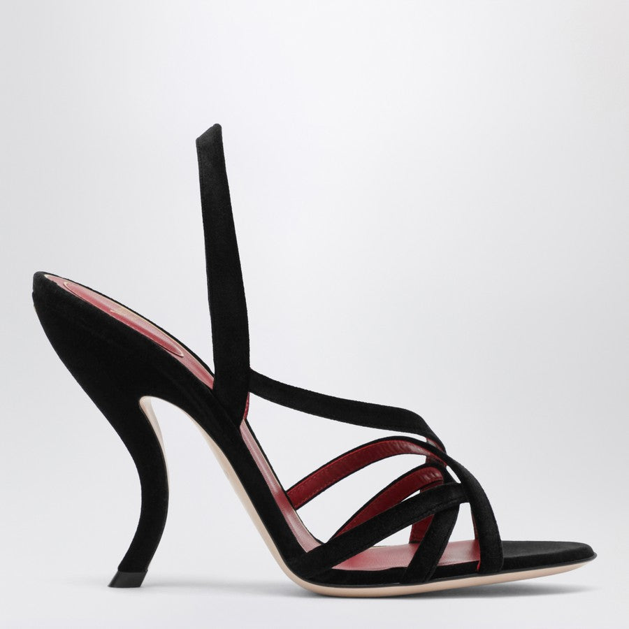 Valentino Garavani Fetishique Interlaced Velvet Sandals Black