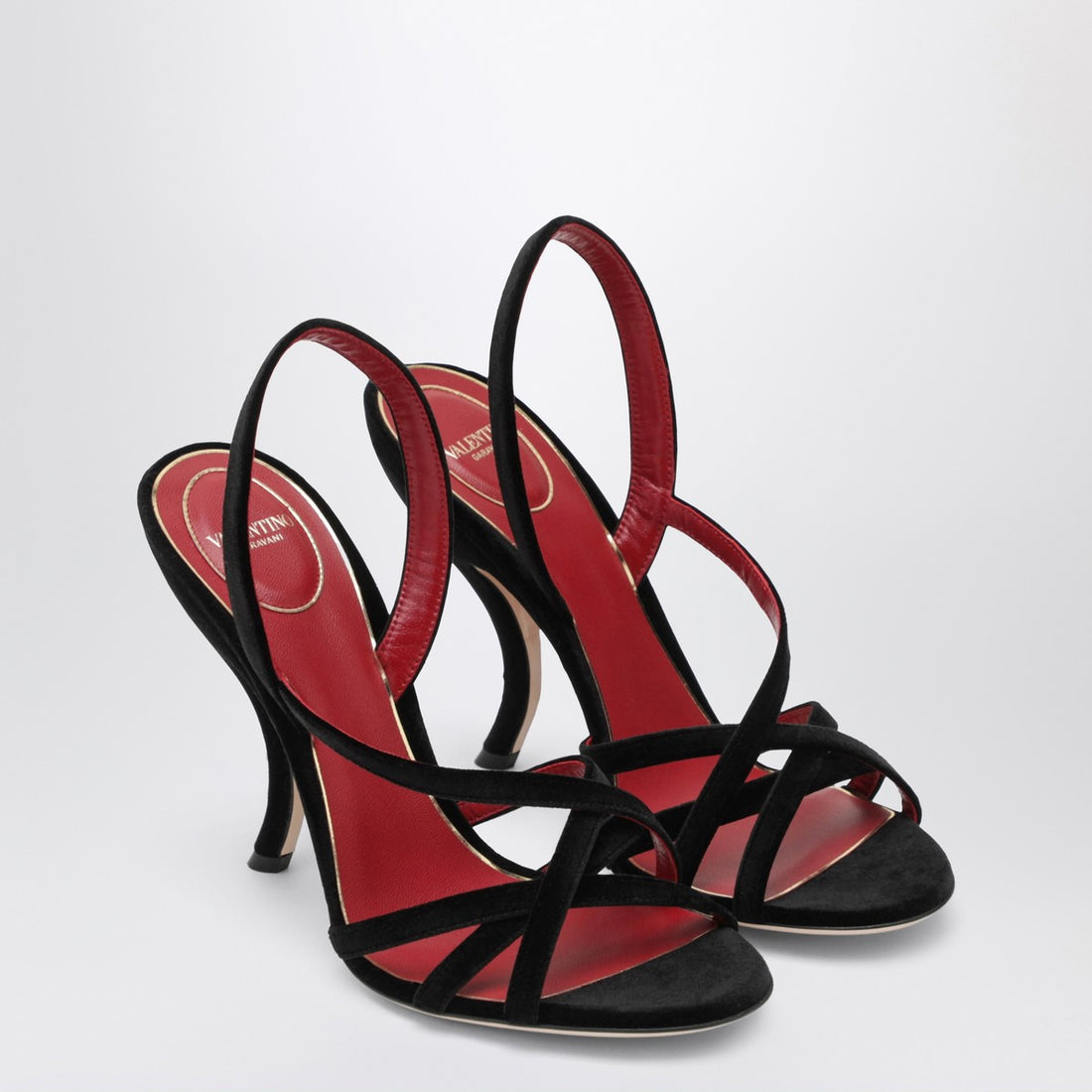 Valentino Garavani Fetishique Interlaced Velvet Sandals Black