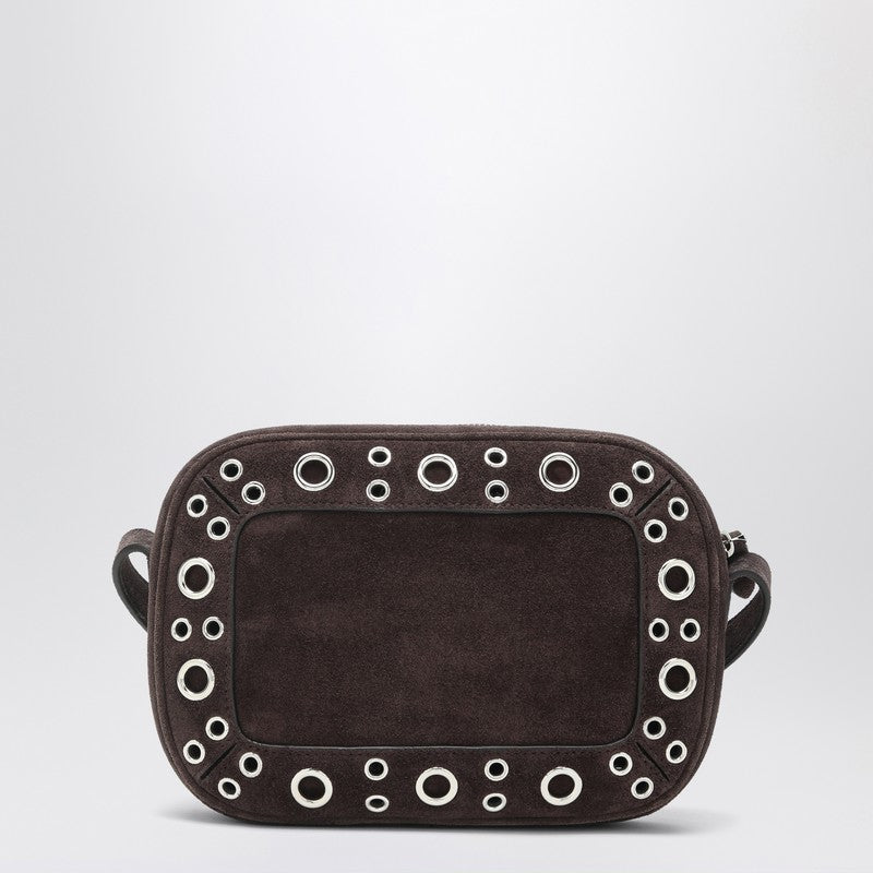 Valentino Garavani Nellcôte suede bag with studs and VLogo Signature brown