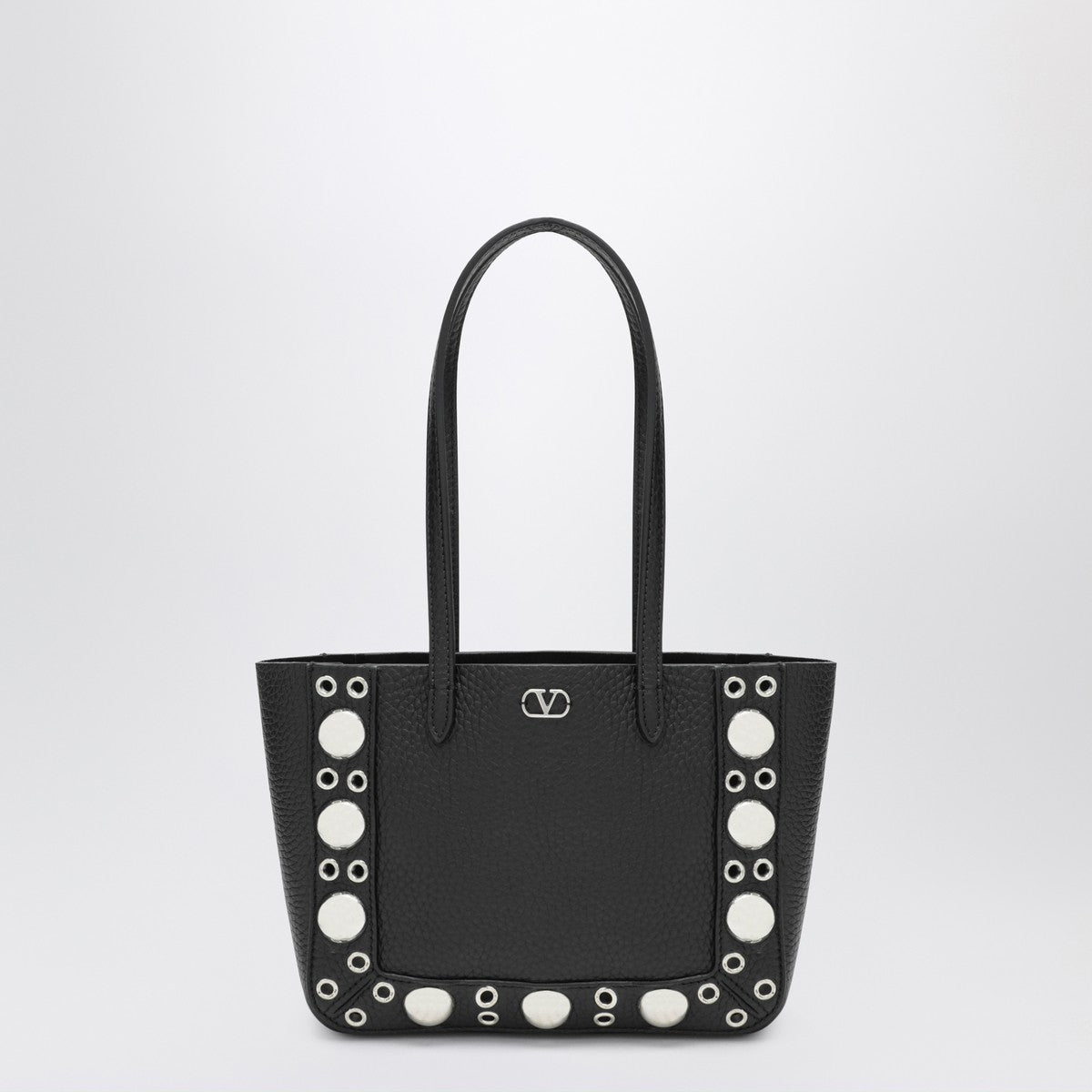 Valentino Garavani Mini Nellcôte Grained Calfskin Shopper Bag Black