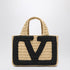 Valentino Garavani Viva Superstar Crochet Small Raffia Tote Bag Beige
