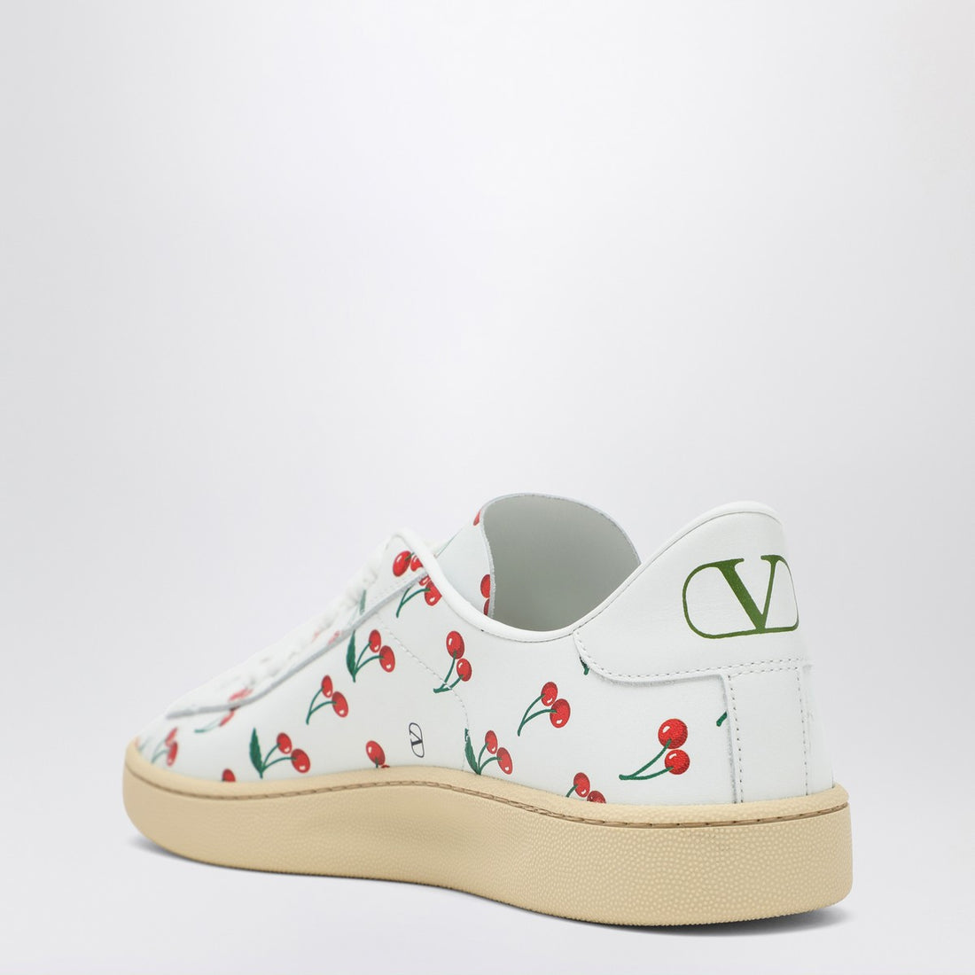 Valentino Garavani Royco Cherryfic Pattern Calfskin Sneakers White