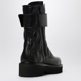 Valentino Garavani Quilted Leather Combat Boots with VLogo Black