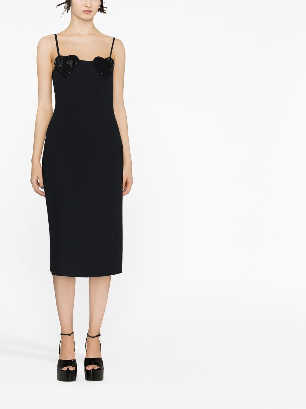 Blumarine Heart Sequin Midi Dress Black