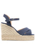 Castañer Blaudell 110mm Navy Wedge Sandals Blue
